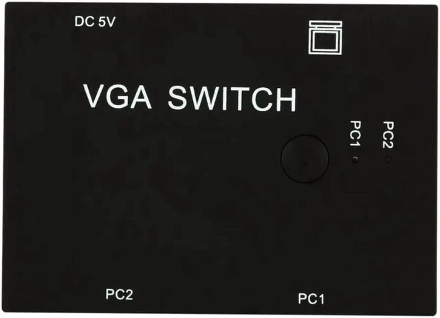 Alt view image 11 of 14 - 2 Port VGA SVGA Monitor Sharing Switch Box 2-in 1-Out for LCD PC TV Monitor