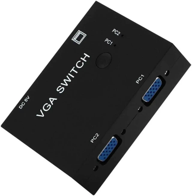 Alt view image 10 of 14 - 2 Port VGA SVGA Monitor Sharing Switch Box 2-in 1-Out for LCD PC TV Monitor