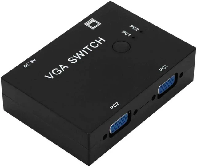Alt view image 13 of 14 - 2 Port VGA SVGA Monitor Sharing Switch Box 2-in 1-Out for LCD PC TV Monitor