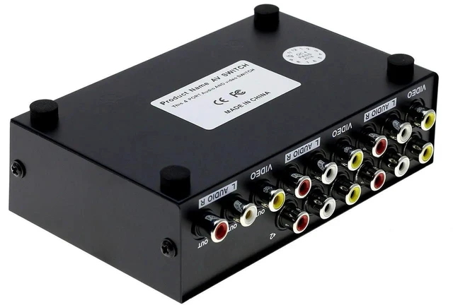 Alt view image 8 of 10 - 4 Port Input 1 Output Audio Video AV RCA Switch 4 Ways Selector Splitter Box
