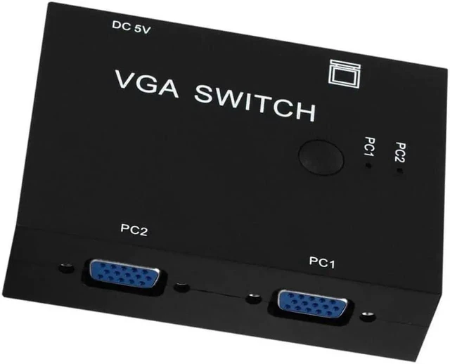 Alt view image 12 of 14 - 2 Port VGA SVGA Monitor Sharing Switch Box 2-in 1-Out for LCD PC TV Monitor