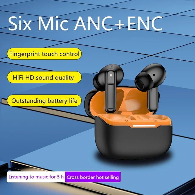 Alt view image 6 of 8 - M82 Wireless Bluetooth Headset 6-Mic Dual Hybrid ANC + ENC, Spatial Audio, Bluetooth 5.4, IPX5, 30H Battery, Hi-Fi TWS Earbuds