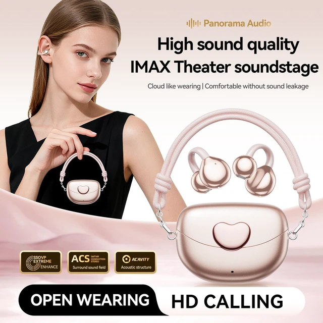 Alt view image 9 of 12 - M106 AI Smart Translation Bluetooth Headset Heart-Shaped Clip-On, Bluetooth 6.0, Ultra-High Sound Quality, Detachable Lanyard, True Wireless