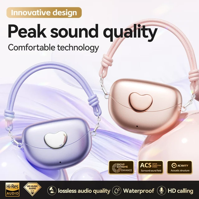 Alt view image 12 of 12 - M106 AI Smart Translation Bluetooth Headset Heart-Shaped Clip-On, Bluetooth 6.0, Ultra-High Sound Quality, Detachable Lanyard, True Wireless