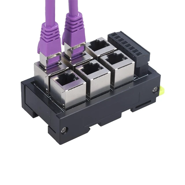 Alt view image 8 of 12 - Industrial Ethernet Hub RJ45 to 8-Pin Terminal Block Adapter 2 port RJ45