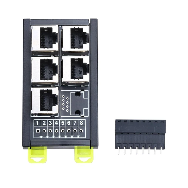 Alt view image 10 of 12 - Industrial Ethernet Hub RJ45 to 8-Pin Terminal Block Adapter 2 port RJ45