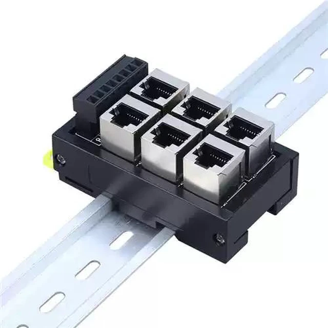 Alt view image 12 of 12 - Industrial Ethernet Hub RJ45 to 8-Pin Terminal Block Adapter 2 port RJ45