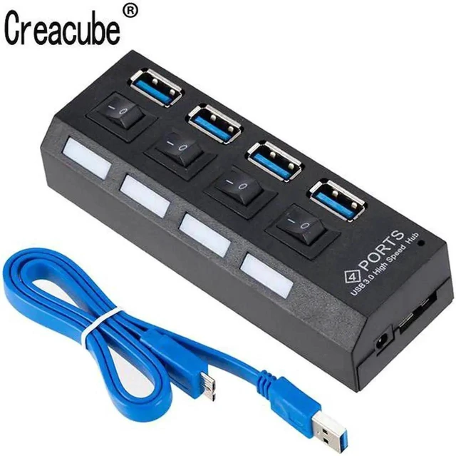 Alt view image 6 of 10 - WISDUM USB Hub 3.0 4 Port USB 3.0 Hub Splitter Multi Hub High Supper Speed 5Gbps USB 3.0 Hub for PC
