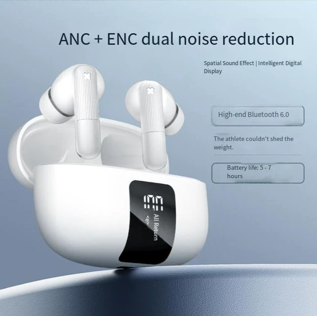Alt view image 6 of 8 - Y90Pro Wireless Bluetooth Headset 6-Mic Hybrid ANC + ENC, Bluetooth 6.0, LED Digital Display, 15M Range, Low-Latency Gaming Earbuds