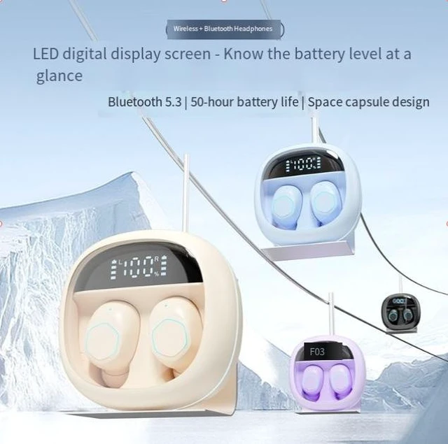 Alt view image 8 of 8 - M41 Wireless Bluetooth Headset Transparent Cover, LED Digital Display, Bluetooth 5.3, 400mAh Charging Case, Life Waterproof, Mini Design