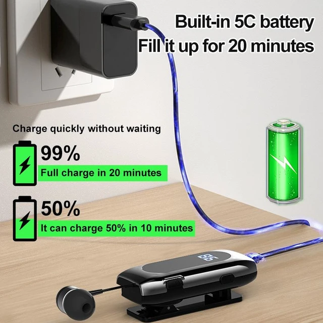 Alt view image 10 of 14 - K55 Clip-On Wireless Bluetooth Headset Digital Display, 15H Playtime, for Delivery, Sports, Business black