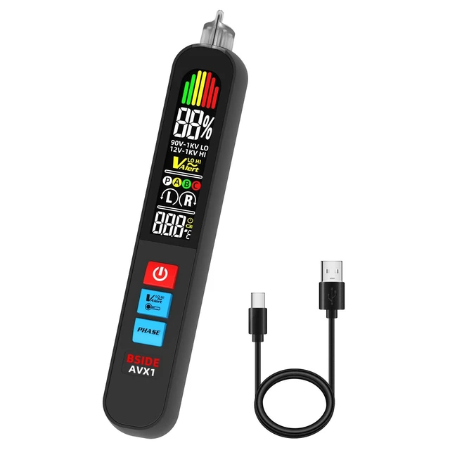 Alt view image 8 of 14 - Voltage Tester, Non-Contact with 3-Phase Rotation Indicator & Signal Percentage, Rechargeable AC Electrical Voltage Detector Pen, High/Low Sensitivity with 6 Ranges, 3-Mode Alarm with Analog Bar