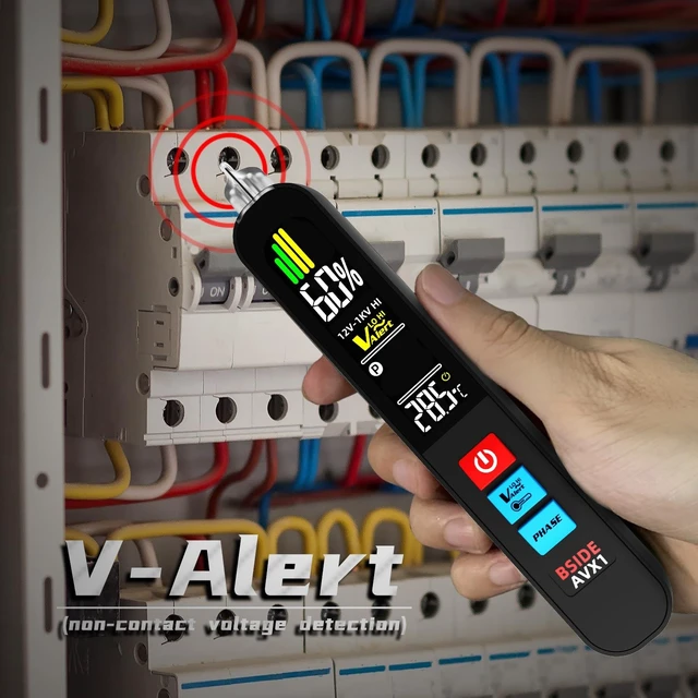Alt view image 12 of 14 - Voltage Tester, Non-Contact with 3-Phase Rotation Indicator & Signal Percentage, Rechargeable AC Electrical Voltage Detector Pen, High/Low Sensitivity with 6 Ranges, 3-Mode Alarm with Analog Bar