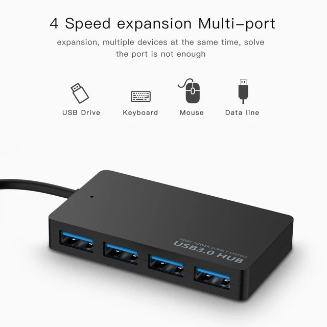 Alt view image 9 of 14 - USB 3.0 4-Port Hub High-Speed Splitter, Multi-Port Expander for U Disk, PC, Laptop, Mac