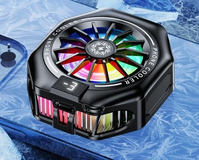 Alt view image 5 of 6 - TL05 Semiconductor Phone Cooler, 18W High Power Freeze Radiator with 3 Adjustable Cooling Levels Magnetic + Back Clip 2-in-1, RGB Gaming Fan for iPhone & Android Esports Accessory