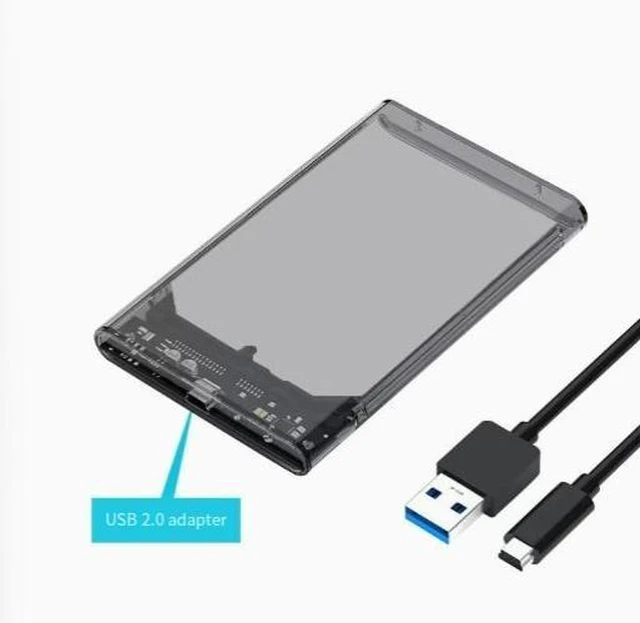 Alt view image 5 of 8 - 2.5-inch Transparent USB 3.0 SATA Hard Drive Enclosure External SSD/HDD Case, Tool-Free, Plug-and-Play for Laptop/Desktop Gray USB2.0