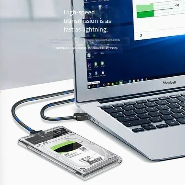 Alt view image 6 of 8 - 2.5-inch Transparent USB 3.0 SATA Hard Drive Enclosure External SSD/HDD Case, Tool-Free, Plug-and-Play for Laptop/Desktop Gray USB2.0