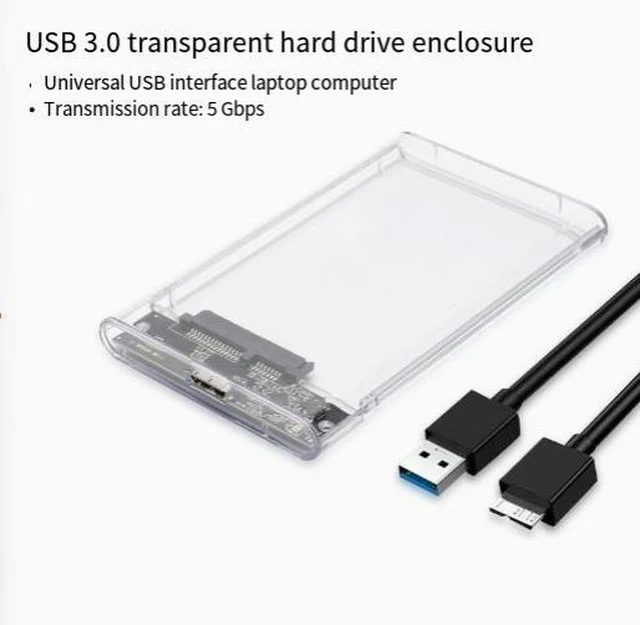 Alt view image 8 of 8 - 2.5-inch Transparent USB 3.0 SATA Hard Drive Enclosure External SSD/HDD Case, Tool-Free, Plug-and-Play for Laptop/Desktop Gray USB2.0