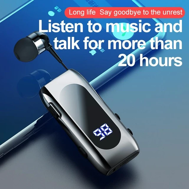 Alt view image 11 of 14 - K55 Clip-On Wireless Bluetooth Headset Digital Display, 15H Playtime, for Delivery, Sports, Business black