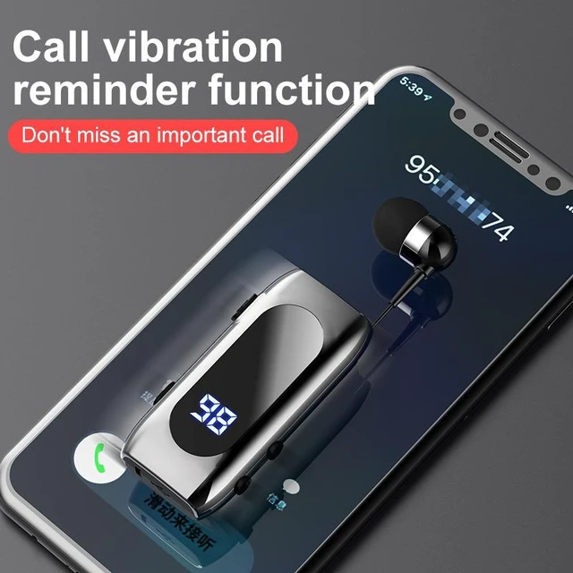 Alt view image 12 of 14 - K55 Clip-On Wireless Bluetooth Headset Digital Display, 15H Playtime, for Delivery, Sports, Business black