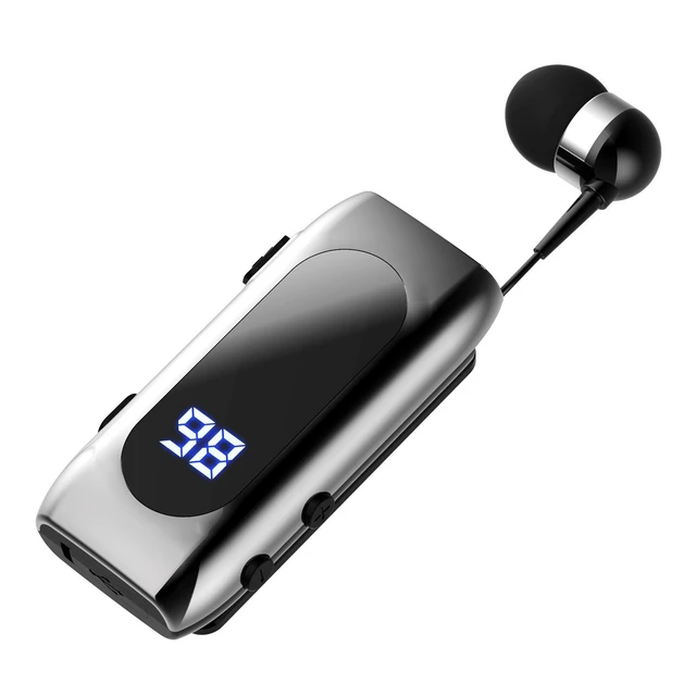 Alt view image 14 of 14 - K55 Clip-On Wireless Bluetooth Headset Digital Display, 15H Playtime, for Delivery, Sports, Business black
