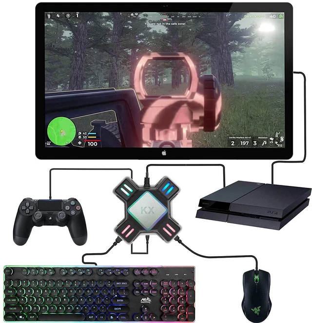 Alt view image 7 of 10 - KX Keyboard & Mouse Converter Adapter for Switch/Xbox One/PS5/PS4/PS3, USB Hub, Game Controller Adapter, 90% Keyboard/Mouse Compatible
