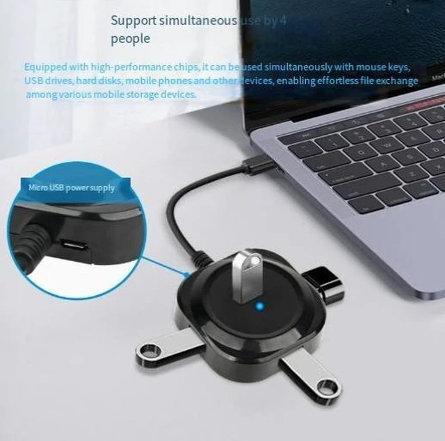 Alt view image 6 of 8 - USB 3.0 Hub 4-Port Type-C to USB 3.0 Splitter, High-Speed 5Gbps Data Transfer, Multi-Port Expander for Laptop/PC/MacBook/Phone, Plug-and-Play