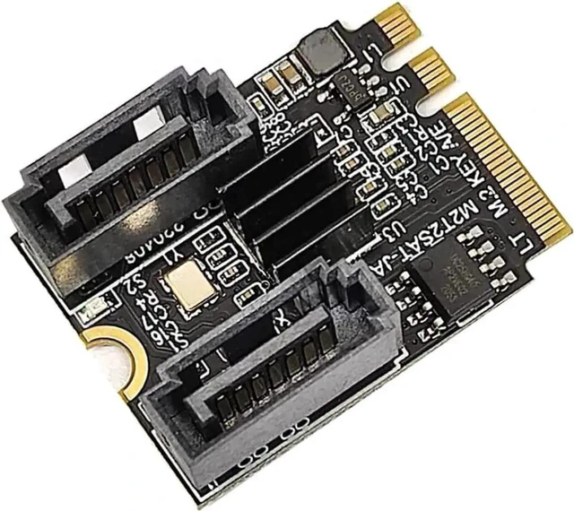 Alt view image 7 of 12 - WISDUM M.2 (A+E Key) Card NGFF to 2 Ports SATA3.0 / 6G Extention Card Hard Disk Drive-Free JMB582 (Short Version)