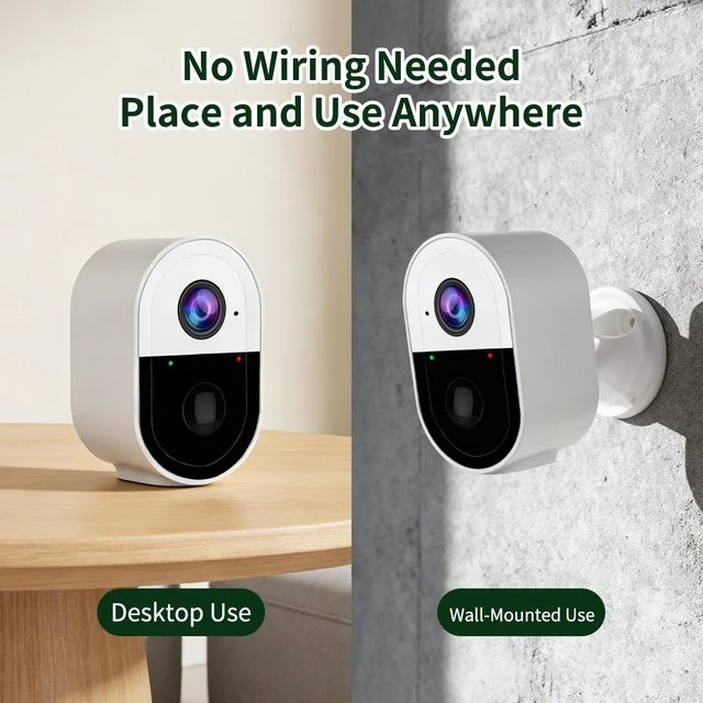 Alt view image 8 of 8 - Rechargeable Home Security Camera 2K (2304x1296), Wireless, Tuya Smart, Indoor/Outdoor, Motion Alert, Night Vision