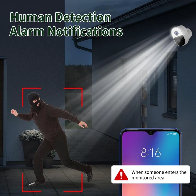Alt view image 6 of 8 - Rechargeable Home Security Camera 2K (2304x1296), Wireless, Tuya Smart, Indoor/Outdoor, Motion Alert, Night Vision