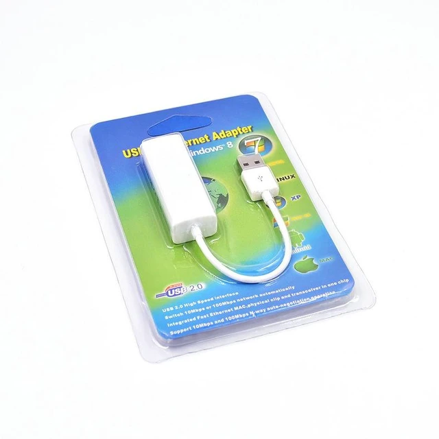 Alt view image 14 of 14 - B01 USB 2.0 to RJ45 Ethernet Adapter 100Mbps Fast Ethernet, Plug & Play, External Wired Network Card for PC / Mac / Laptop - white