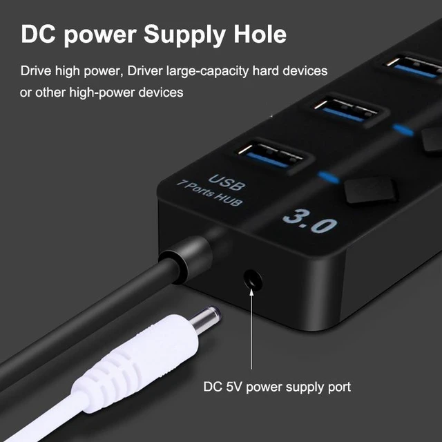 Alt view image 9 of 14 - 4-Port USB 3.0 Hub with Individual Switches Multi-Function USB Expander, 1-to-4 Splitter for PC / Laptop
