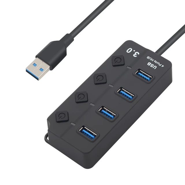 Alt view image 8 of 14 - 4-Port USB 3.0 Hub with Individual Switches Multi-Function USB Expander, 1-to-4 Splitter for PC / Laptop