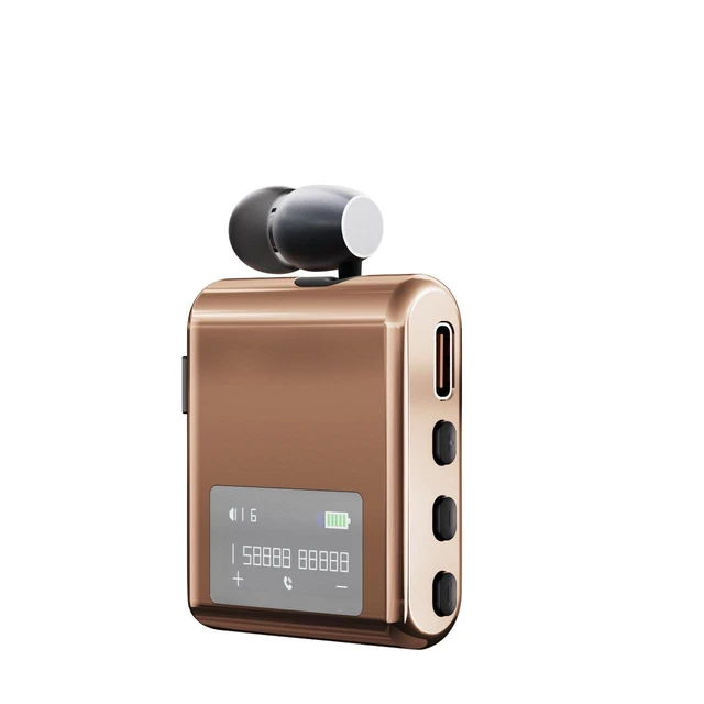 Alt view image 6 of 10 - K89 Clip-On Bluetooth Headset Smart Noise Cancelling, 20H Battery, Cycling, Delivery & Business, Type-C Fast Charging Gold