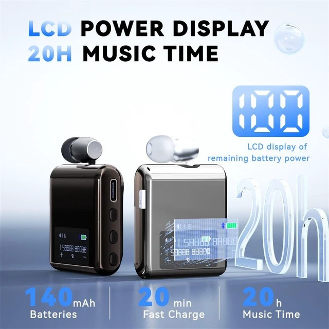 Alt view image 7 of 10 - K89 Clip-On Bluetooth Headset Smart Noise Cancelling, 20H Battery, Cycling, Delivery & Business, Type-C Fast Charging Gold