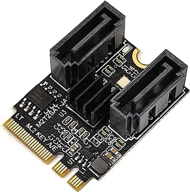 Alt view image 10 of 12 - WISDUM M.2 (A+E Key) Card NGFF to 2 Ports SATA3.0 / 6G Extention Card Hard Disk Drive-Free JMB582 (Short Version)