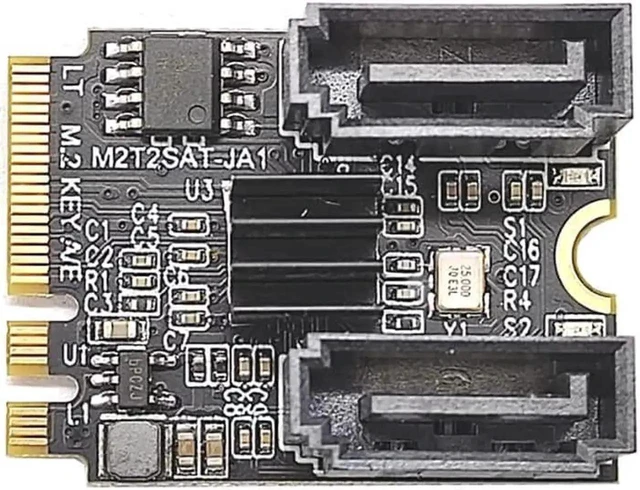 Alt view image 11 of 12 - WISDUM M.2 (A+E Key) Card NGFF to 2 Ports SATA3.0 / 6G Extention Card Hard Disk Drive-Free JMB582 (Short Version)