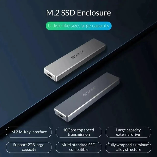 Alt view image 8 of 12 - M2 SSD Case NVME USB C 10Gbps Support UASP USB3.1 Gen2 Type C M.2 SSD Enclosure for NVME PCIE NGFF SATA M/B Key SSD Disk