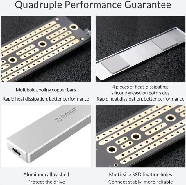 Alt view image 9 of 12 - M2 SSD Case NVME USB C 10Gbps Support UASP USB3.1 Gen2 Type C M.2 SSD Enclosure for NVME PCIE NGFF SATA M/B Key SSD Disk