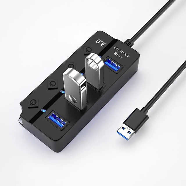 Alt view image 11 of 14 - 4-Port USB 3.0 Hub with Individual Switches Multi-Function USB Expander, 1-to-4 Splitter for PC / Laptop