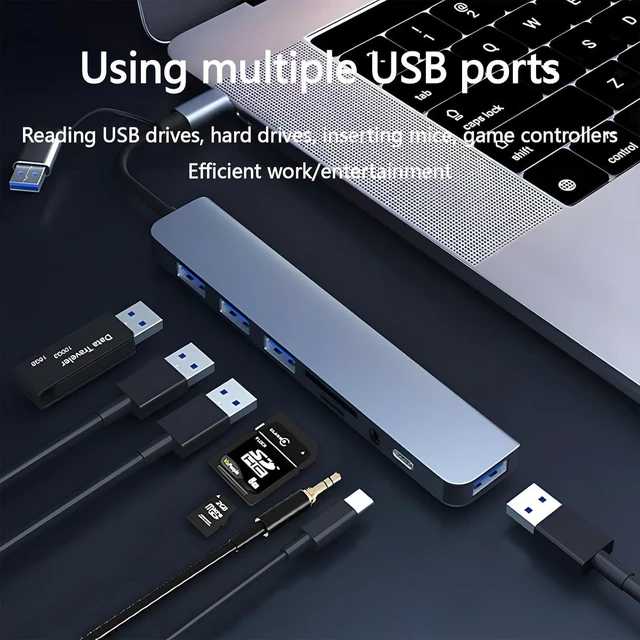 Alt view image 11 of 14 - TypeC-4in1 High-Speed Expander, Multi-Port Docking Station & Splitter for PC / Laptop / Mac TypeC-4in1