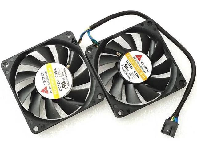 Alt view image 6 of 8 - 2pcs/set 7010 7CM Cooling Fan 4-Wire Thin Ball FD127010LB 12V 0.15A Dual Fans