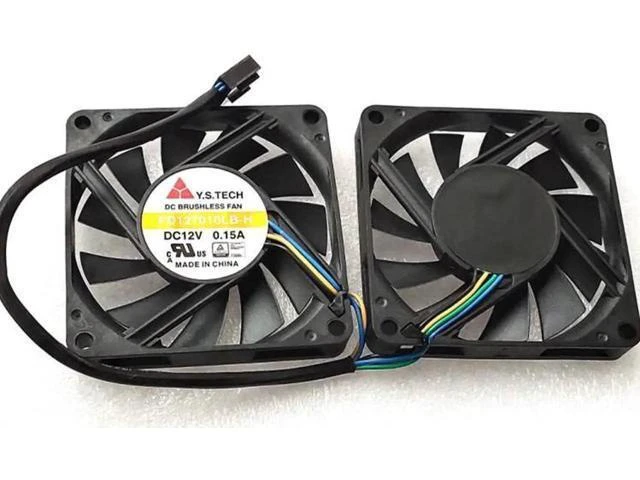 Alt view image 5 of 8 - 2pcs/set 7010 7CM Cooling Fan 4-Wire Thin Ball FD127010LB 12V 0.15A Dual Fans