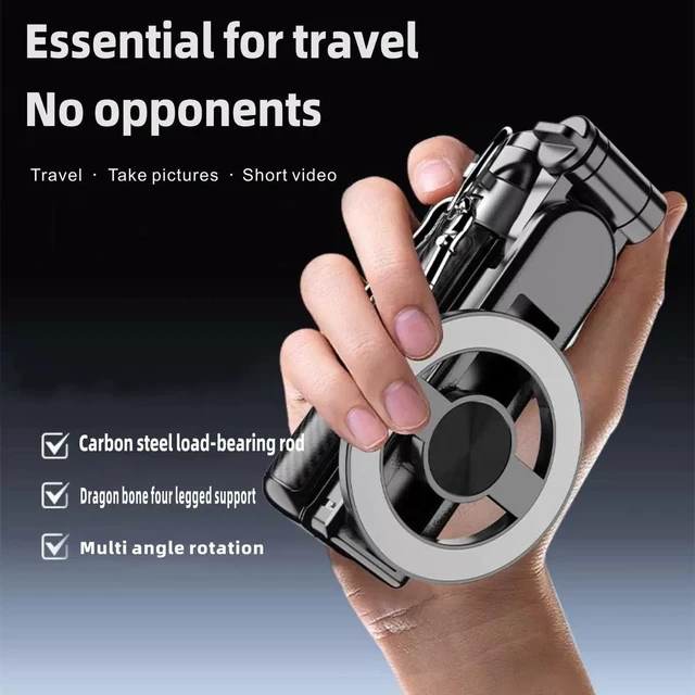 Alt view image 7 of 8 - T20-C Mini Magnetic Selfie Stick Portable Extendable 4-Leg Tripod, 45cm Height, Pocket-Sized Phone Stand for Vlog TikTok YouTube Compatible with iPhone Android