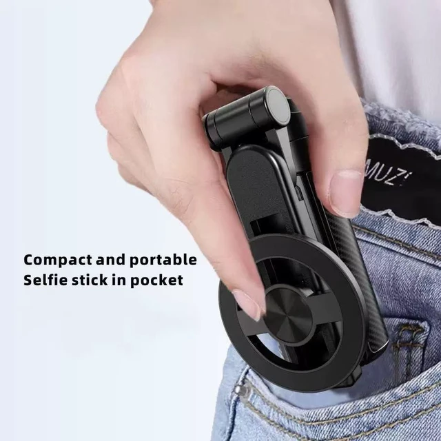 Alt view image 8 of 8 - T20-C Mini Magnetic Selfie Stick Portable Extendable 4-Leg Tripod, 45cm Height, Pocket-Sized Phone Stand for Vlog TikTok YouTube Compatible with iPhone Android
