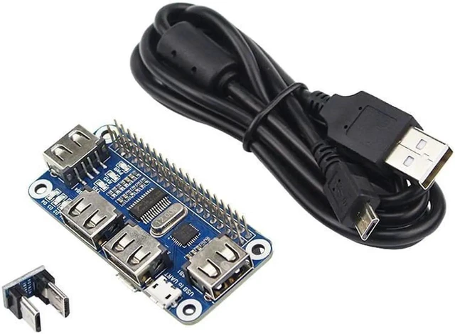 Alt view image 7 of 10 - Raspberry Pi 4 Model B 4 Ports USB HUB HAT for Extension Board USB to UART for Serial Debugging for Raspberry Pi 4 /3B+/Zero W