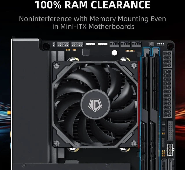 Alt view image 9 of 10 - ID-COOLING IS-40-XT Black - 47mm Height Low Profile CPU Cooler, 4 Direct-Contact Heat Pipes Air Cooler for HTPCs, ITX, and Small Form Factor Builds, 92×92×15mm Slim Fan, Support Intel & AMD Socket