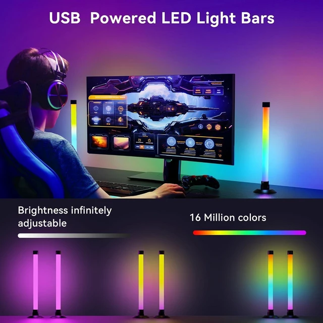 Alt view image 11 of 14 - Ledagic Led Light Bar with Music Sync, Color Changing TV Backlight App & Remote Control, IC+RGB & W Smart RGB Light Bar, USB Powered Led Lights for TV, PC Room Monitor Backlight Gaming Accessories