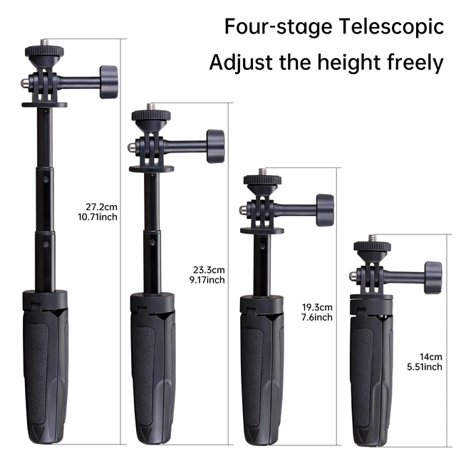 Alt view image 11 of 11 - T27 Mini Extendable Tripod Stand, 2-in-1 Handheld Selfie Stick & Desktop Tripod for Action Camera, Smartphone, GoPro, DJI Osmo 14-25cm Adjustable, 90g Ultra-Light for Vlog Travel
