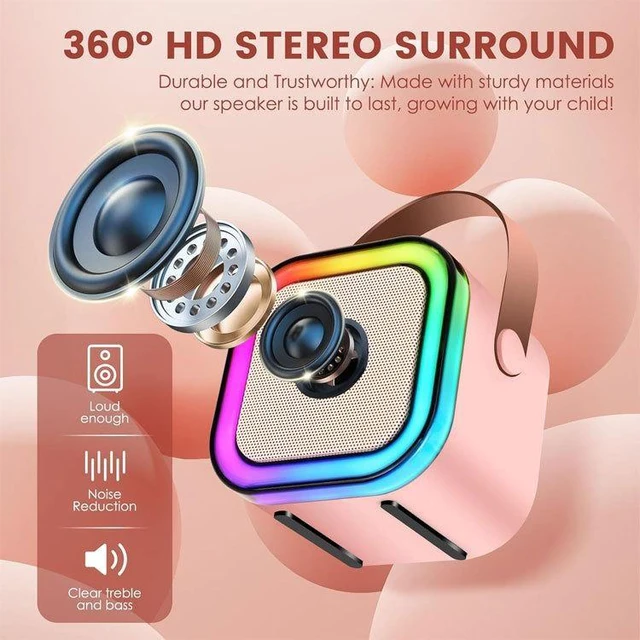 Alt view image 11 of 12 - K12 Wireless Karaoke Microphone Speaker 2-in-1, 2.4G Auto-Connect Home KTV System with 5W Speaker, 1200mAh+300mAh Dual Battery, Bluetooth 5.1, RGB Lights, 3+ Hours Playtime, Gift for Kids Adults Famil